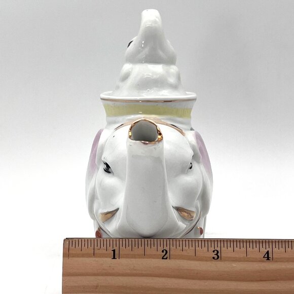 Vintage Elephant Porcelain Ceramic Teapot And Baby Elephant Calf Lid Gold Accent - Picture 16 of 16